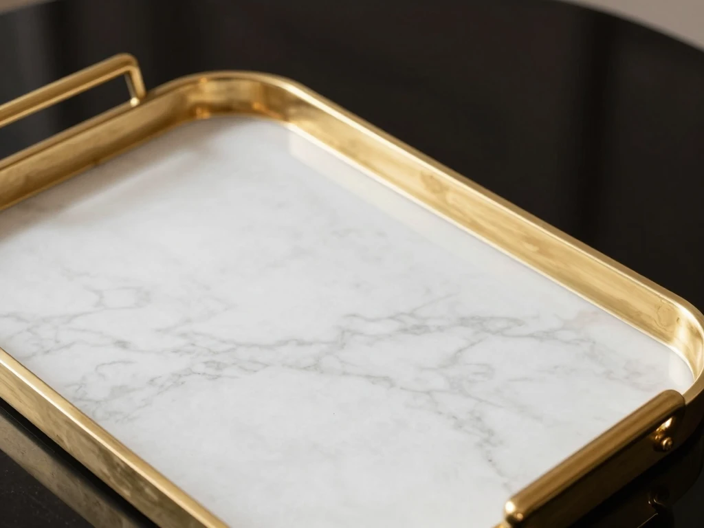 Glaxyronoimlox marble and brass serving tray